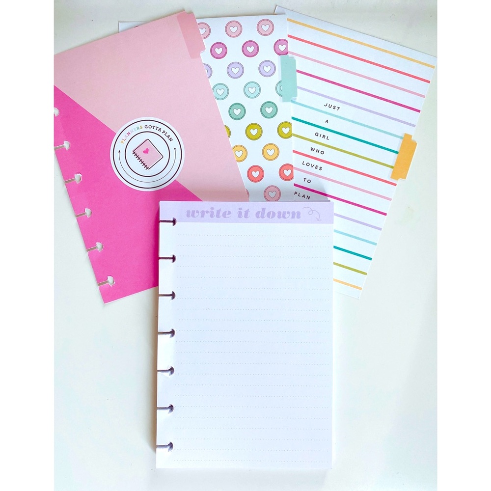 Happy planner filler paper and divider mini
